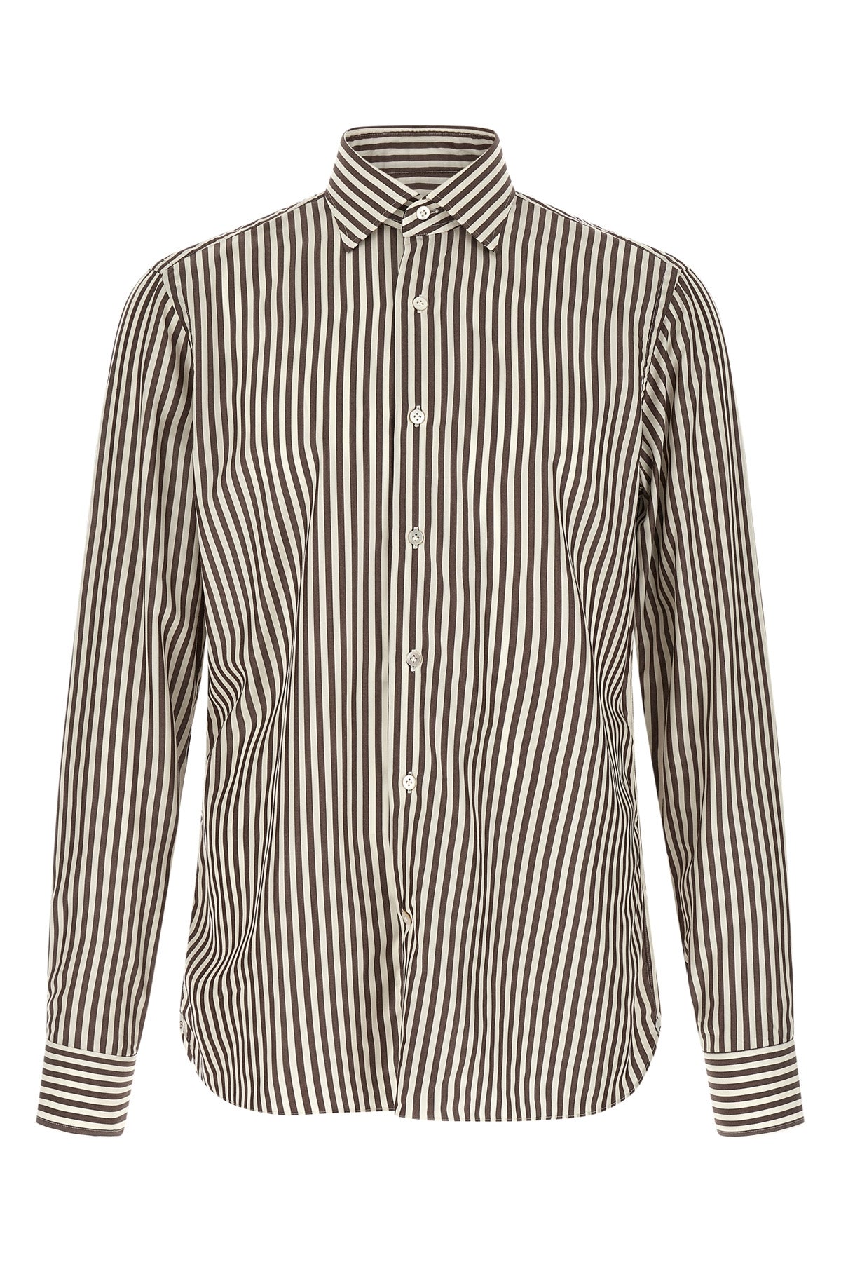 hand-stitched striped soft cotton poplin shirt