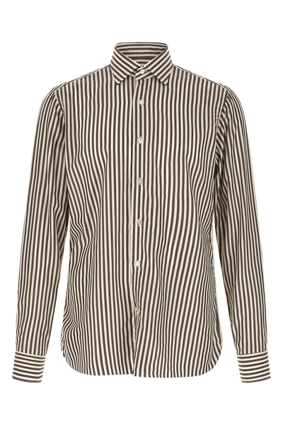 hand-stitched striped soft cotton poplin shirt