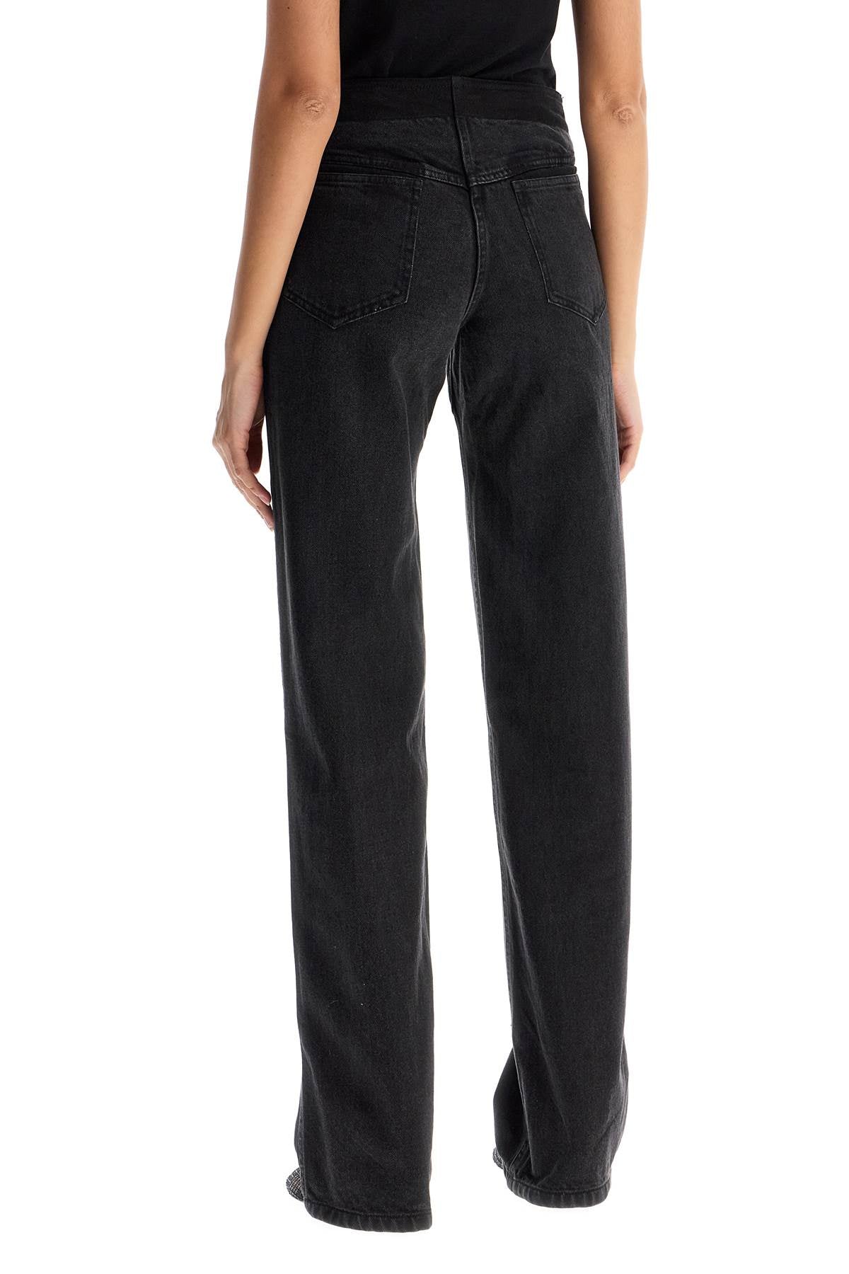 low-waisted deconstructed jeans