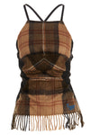 checked scarf tartan wool top