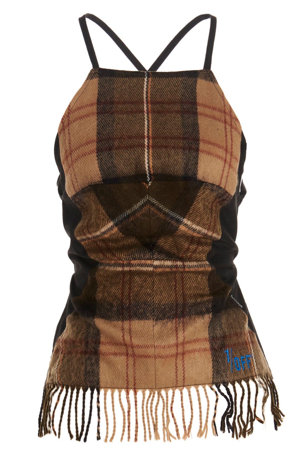 checked scarf tartan wool top