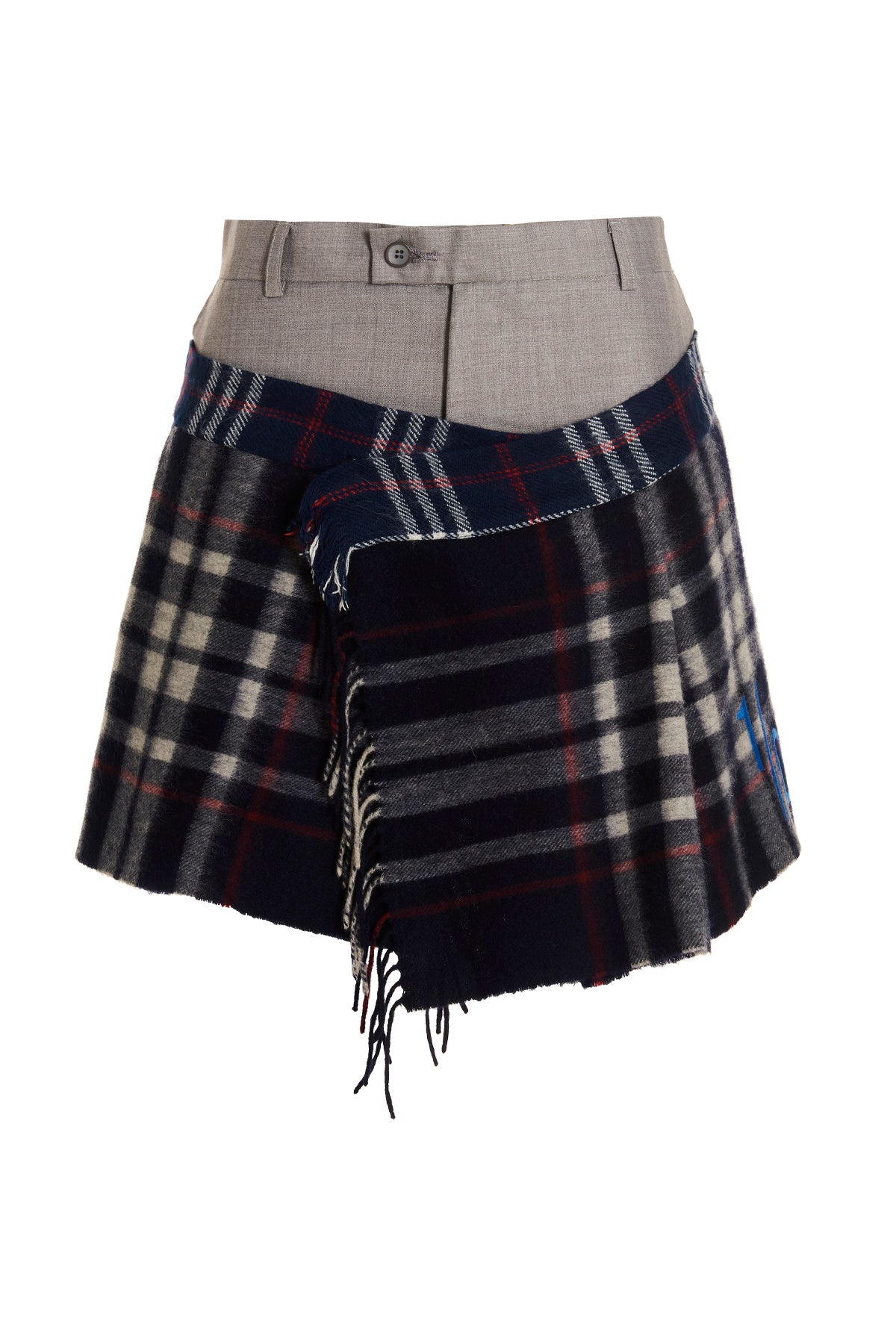 wool check scarf reworked skirt