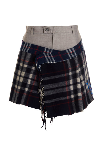 wool check scarf reworked skirt