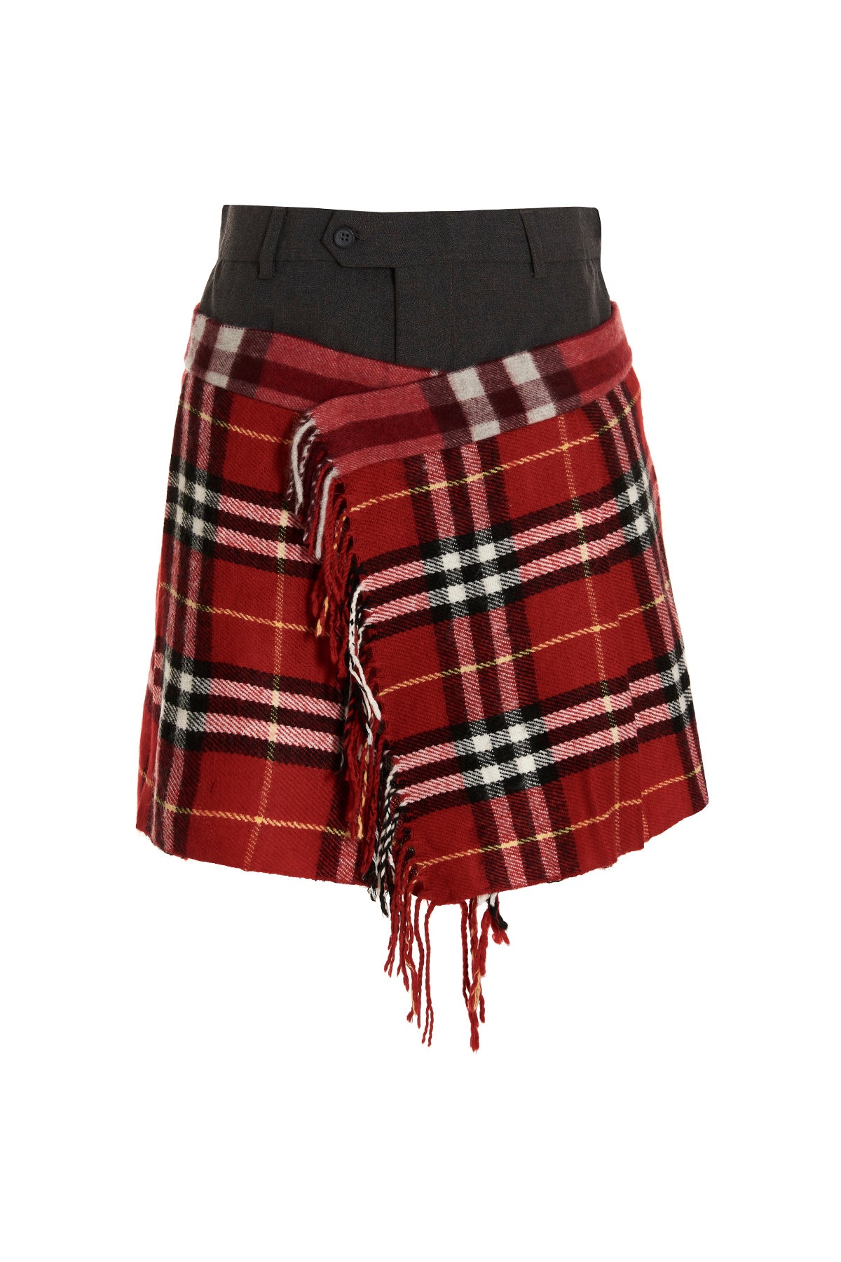 wool check scarf reworked skirt
