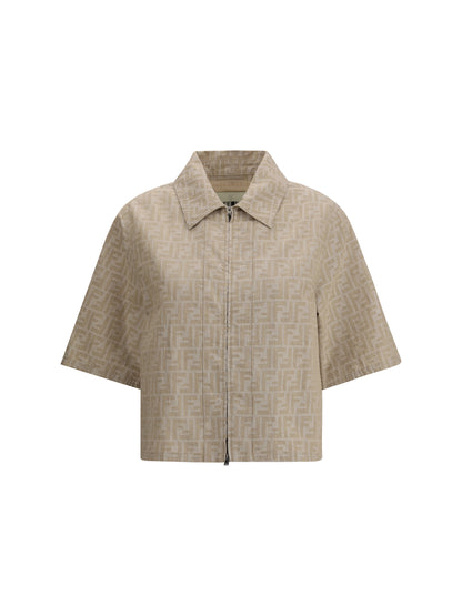 FENDI 40 chambray cropped jacket