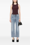 high-waisted cotton denim jeans