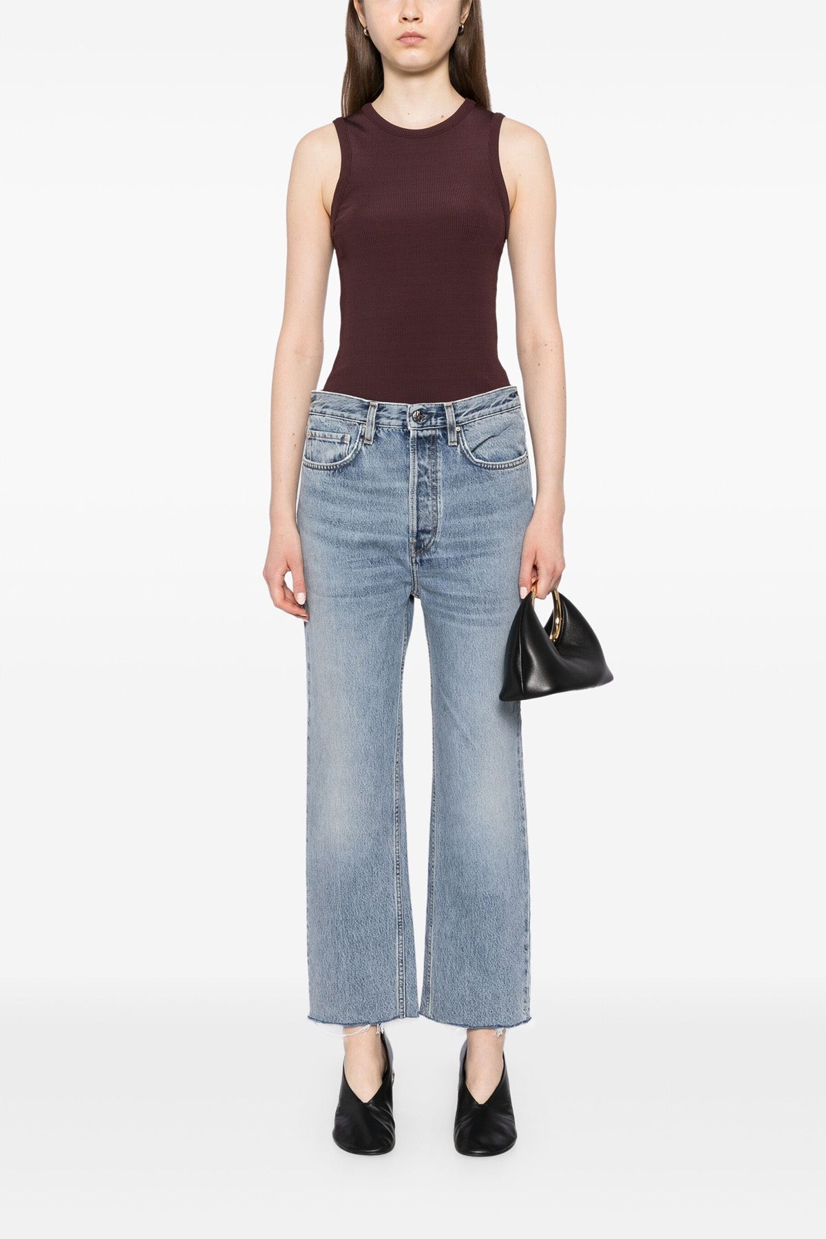 high-waisted cotton denim jeans