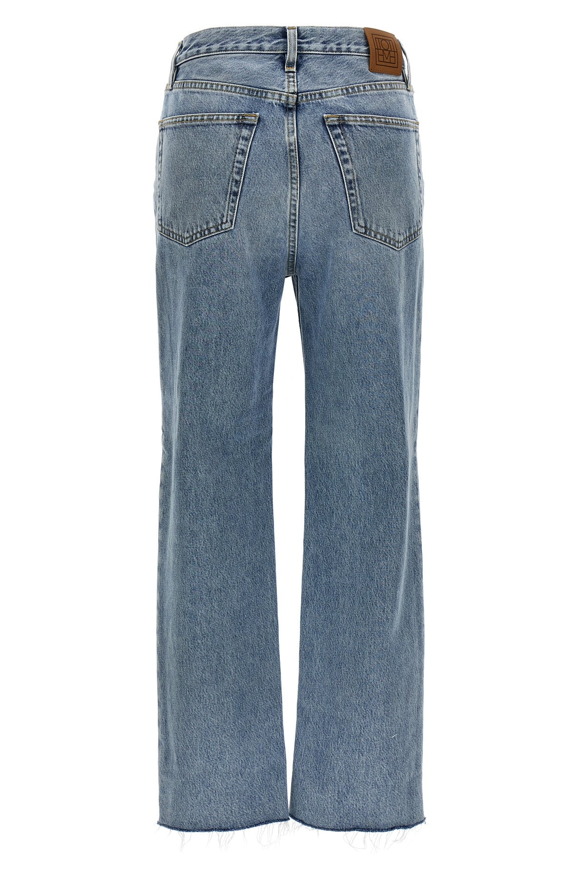 high-waisted cotton denim jeans