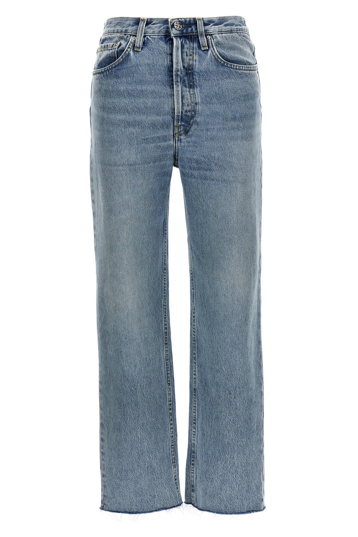 high-waisted cotton denim jeans