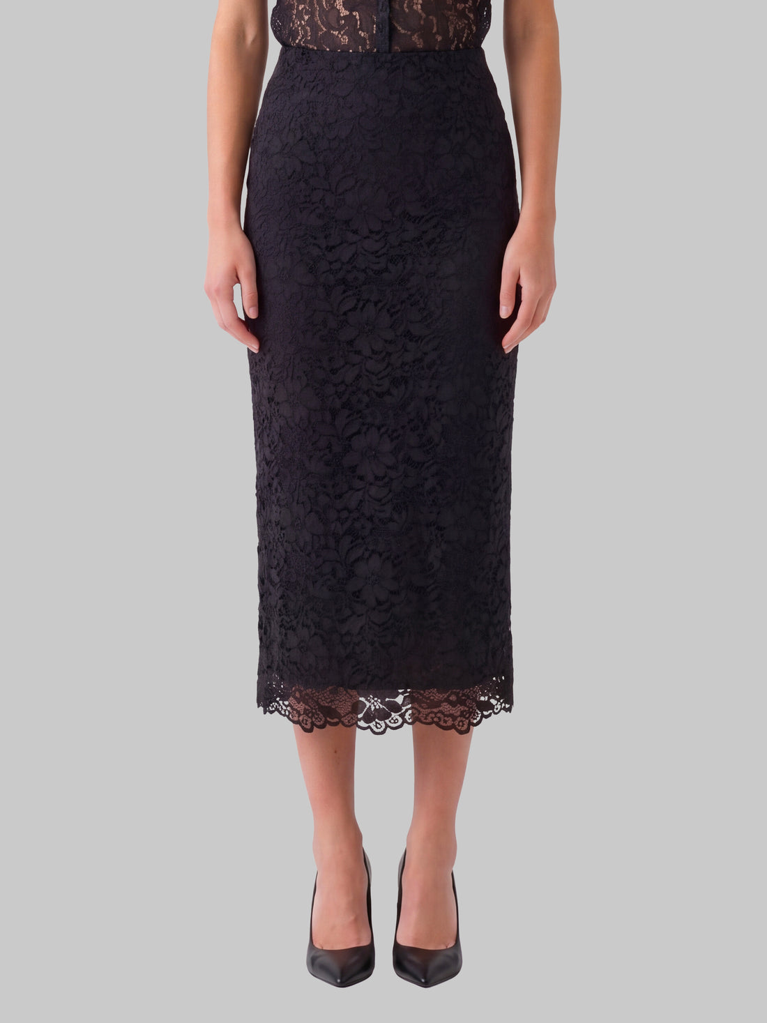 SUTTON NEW YORK 40 black lace midi skirt