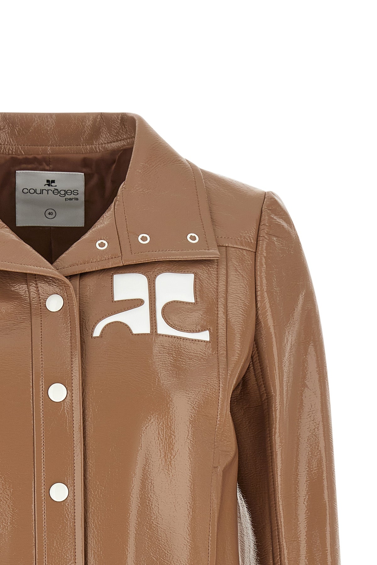 the reedition vinyl courrèges jacket reinterprets the historical codes of the