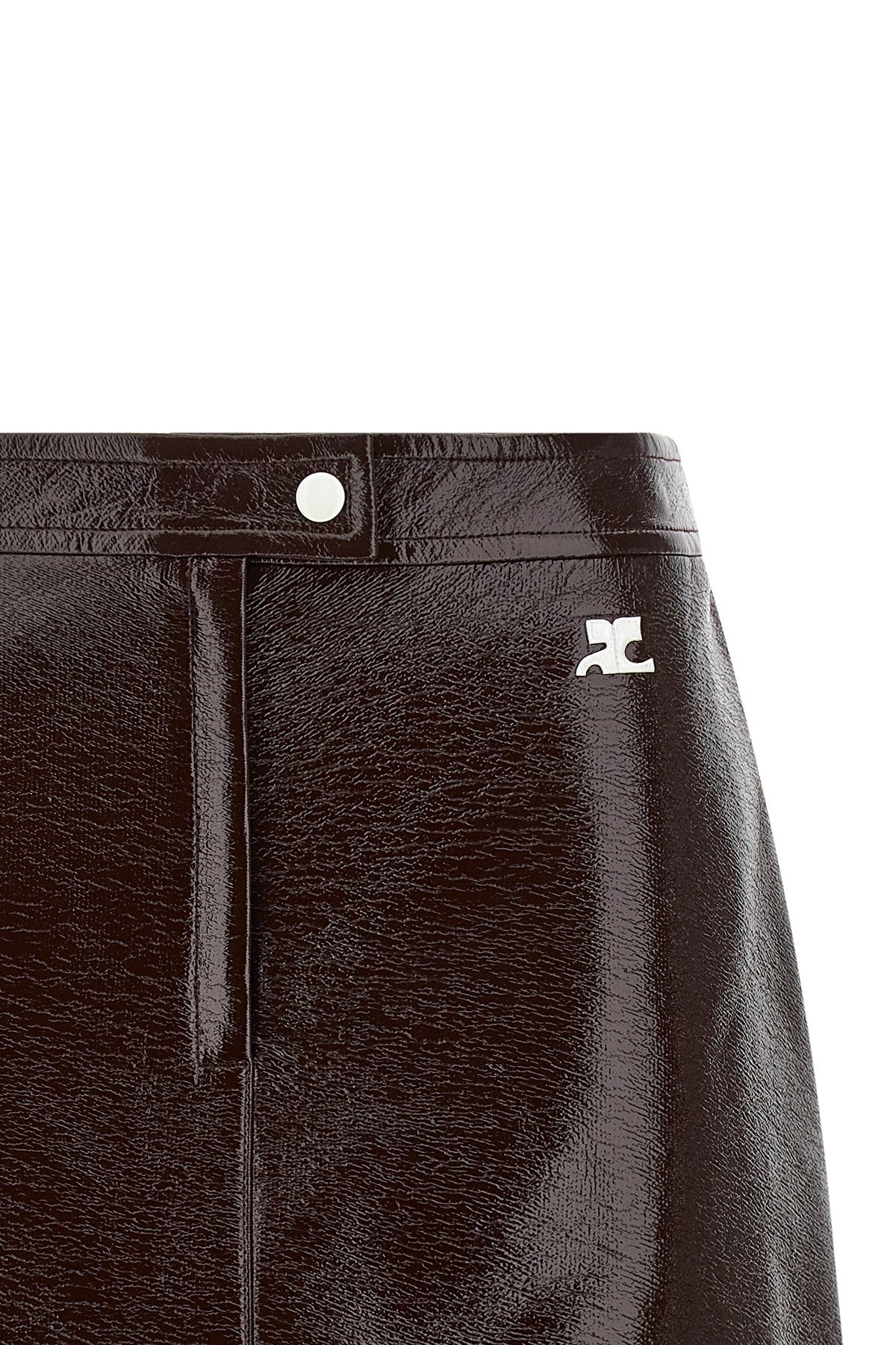 the courrèges reedition mini skirt is distinguished by an a-shaped silhouette