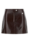 the courrèges reedition mini skirt is distinguished by an a-shaped silhouette