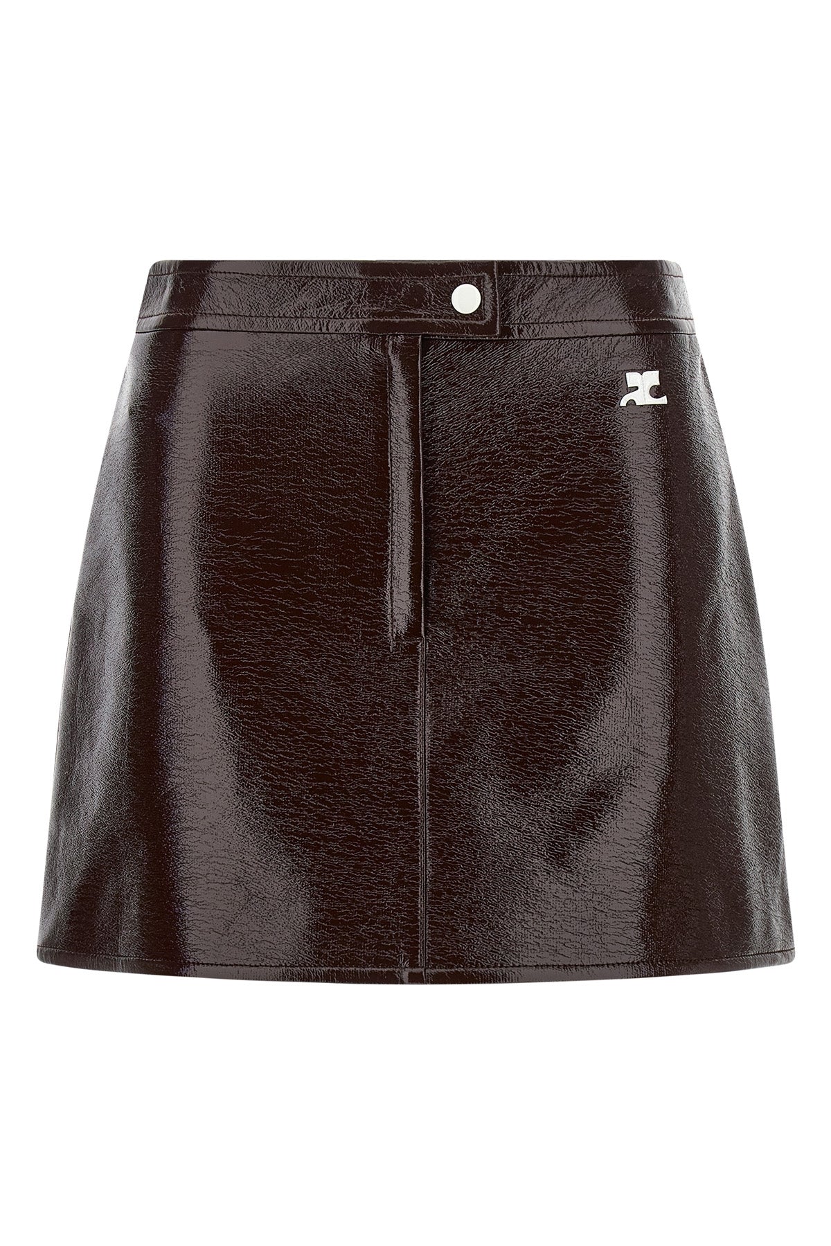 the courrèges reedition mini skirt is distinguished by an a-shaped silhouette