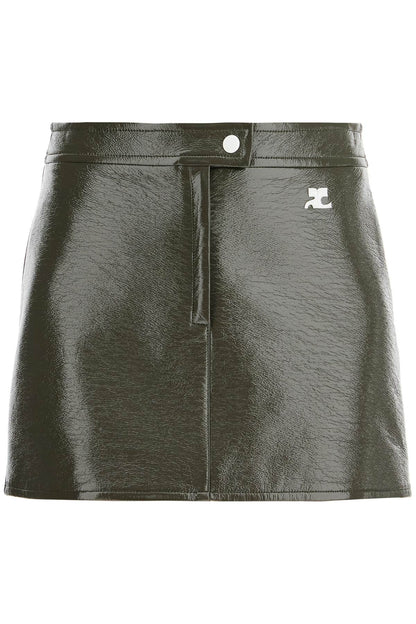 coated cotton mini skirt