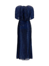 midi dress with cape sleeves and crystals