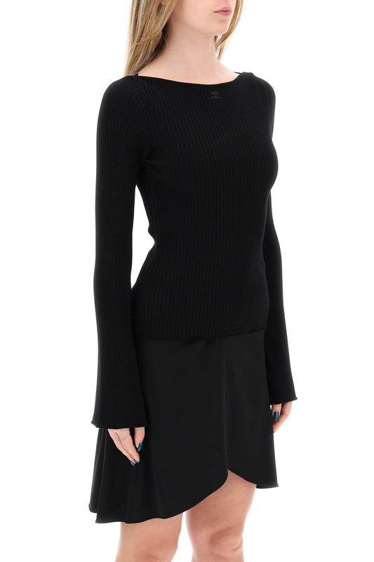 ribbed knit pullover sweater