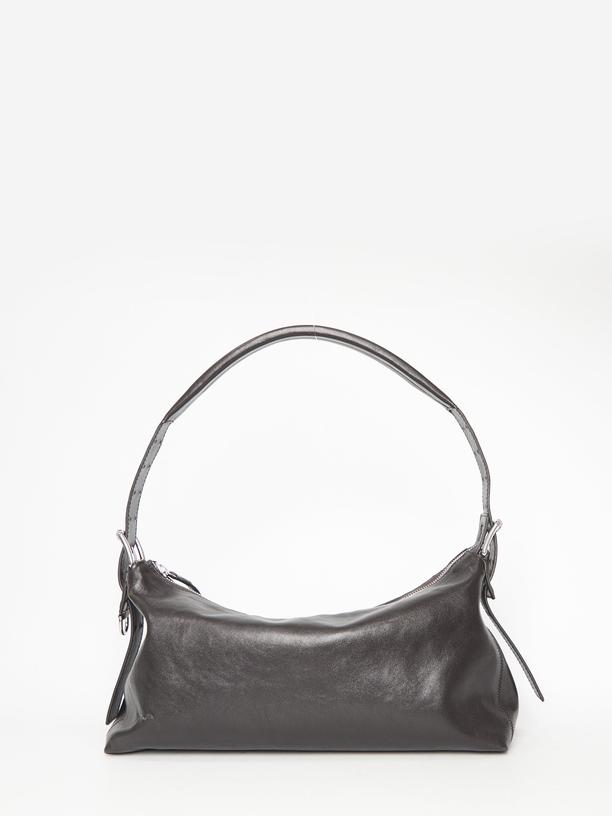 brown belted baguette bag
