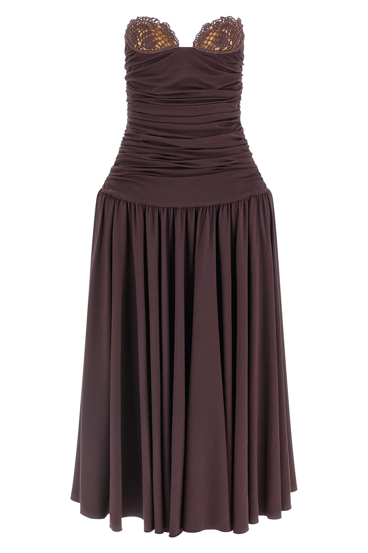 28 sleeveless off-the-shoulder dress in draped viscose jersey