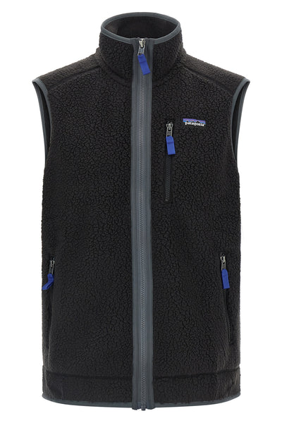 mens retro pile vest in extra-soft fleece brushed on both sides