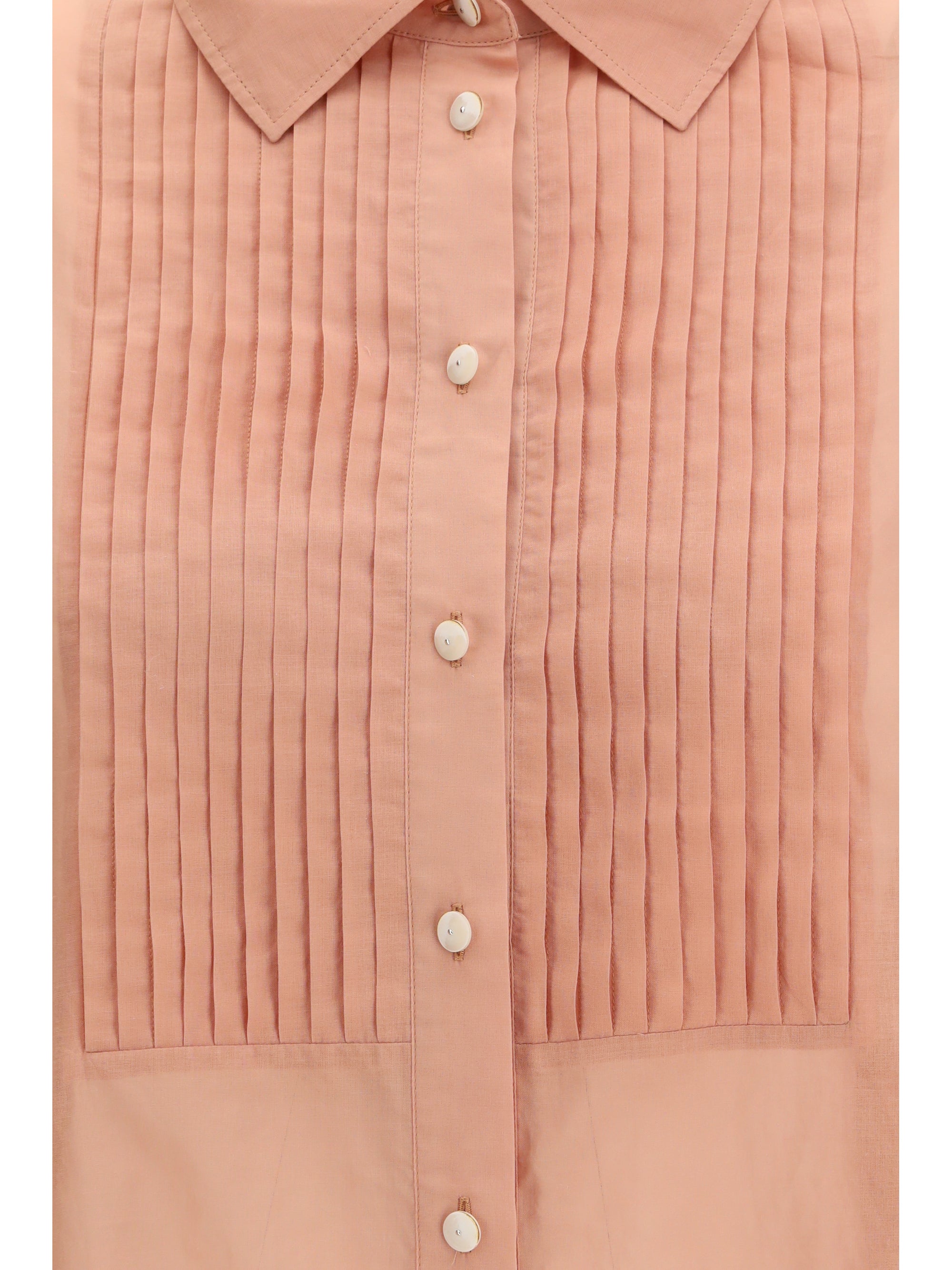 oversized shirt in cotton with pleated bib