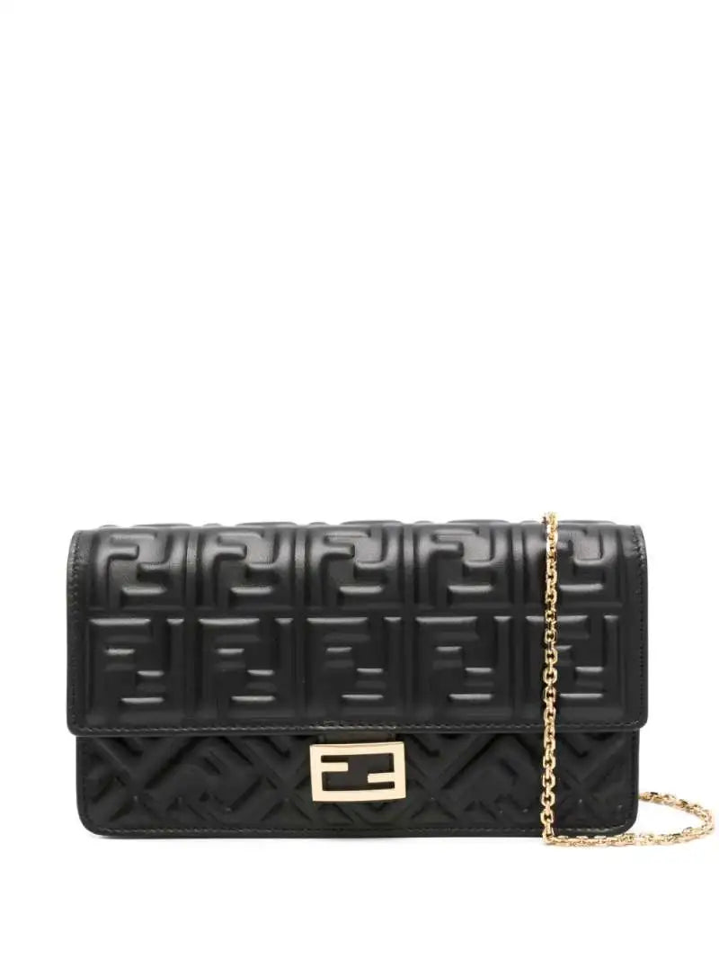 fendi-ff-embossed-baguette-black-wallet-on-chain