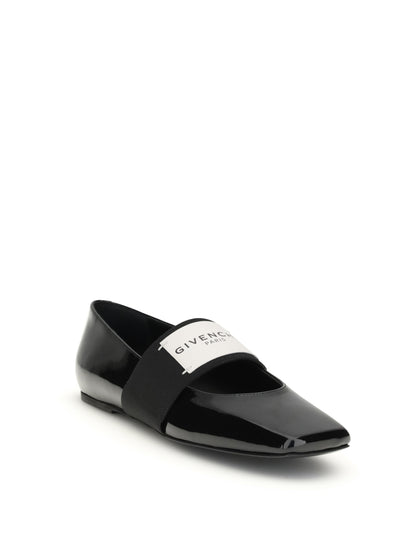 GIVENCHY 36 patent-leather squared ballerinas