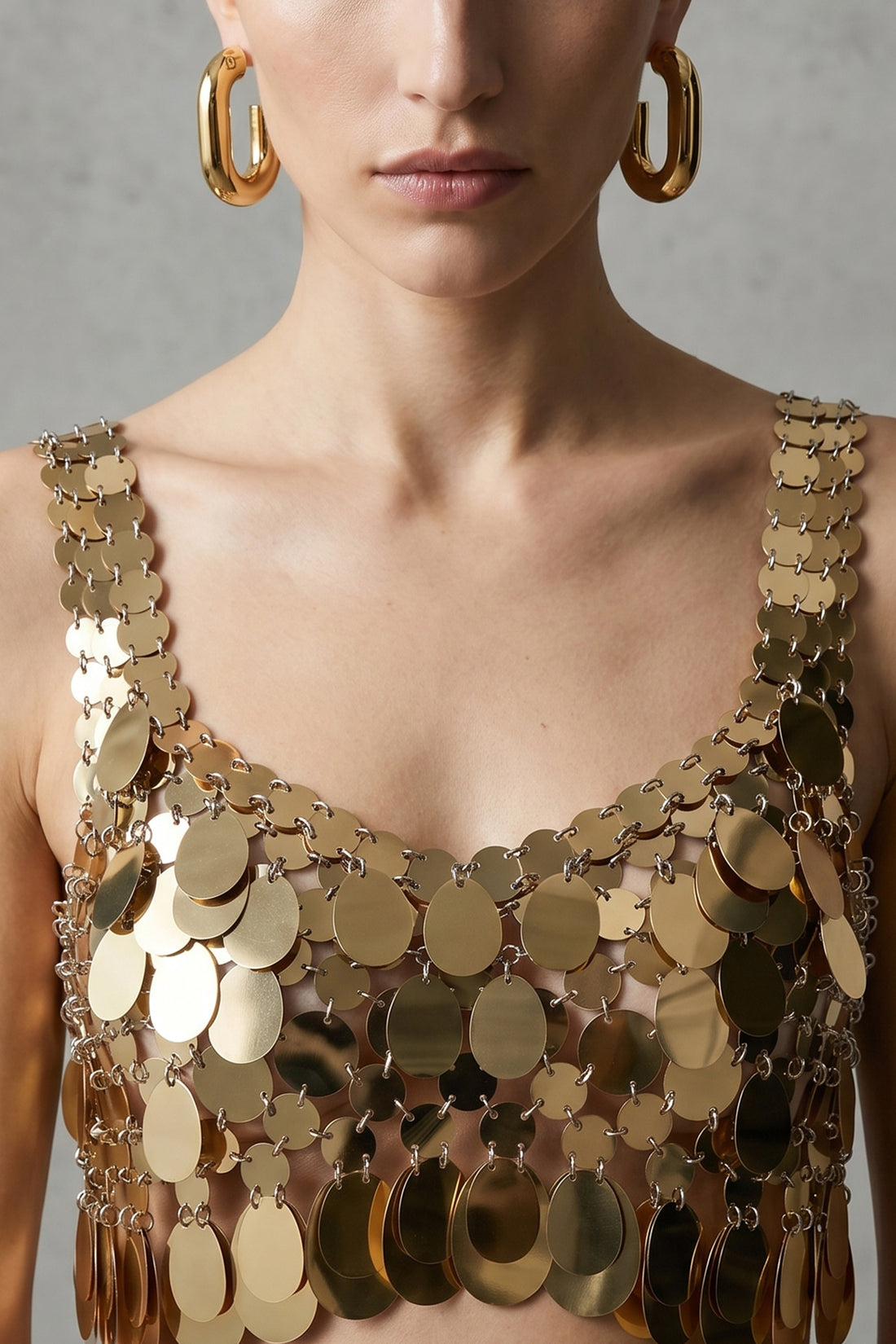RABANNE OS xl link palladium earrings