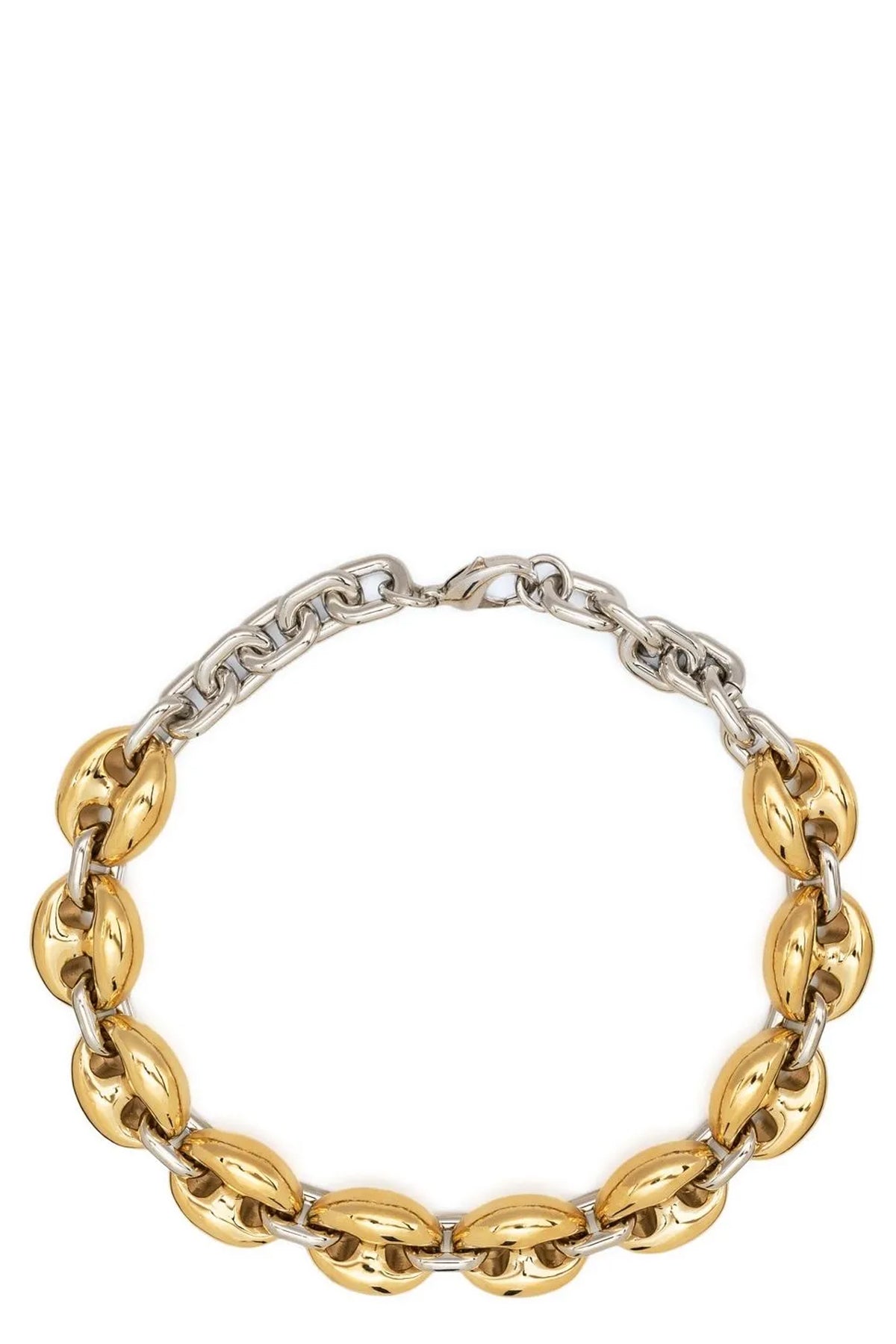 eight necklace in woven metal mesh