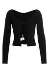 le maille pralu longue ribbed viscose blend cardigan