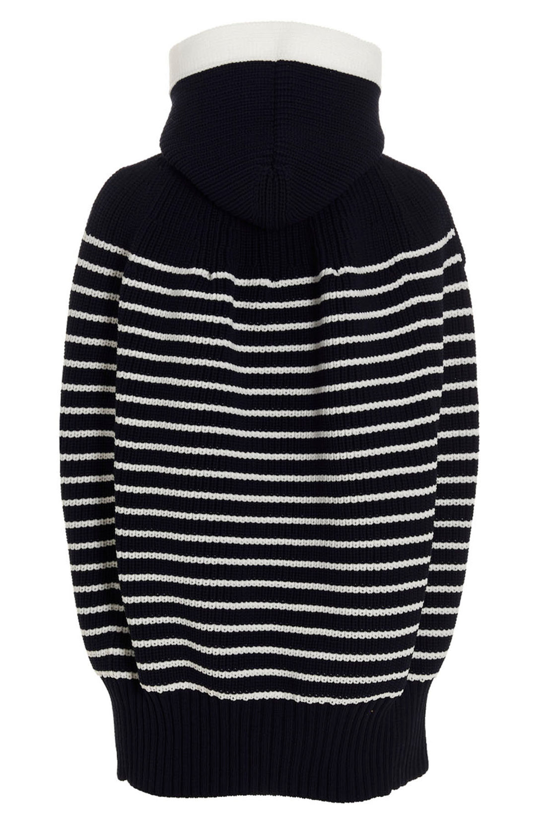 SACAI 2 striped knit hooded cape