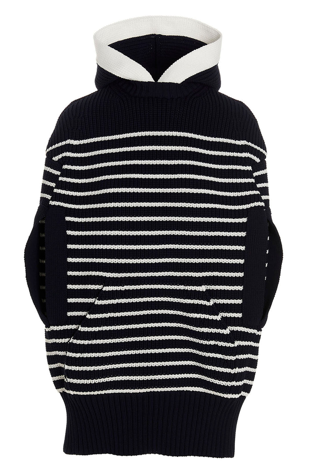 SACAI 2 striped knit hooded cape