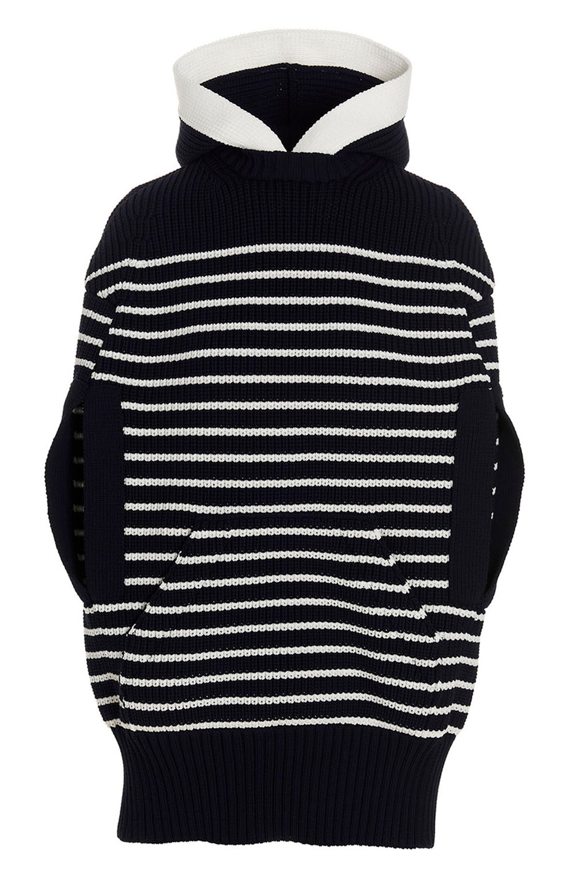 striped knit hooded cape