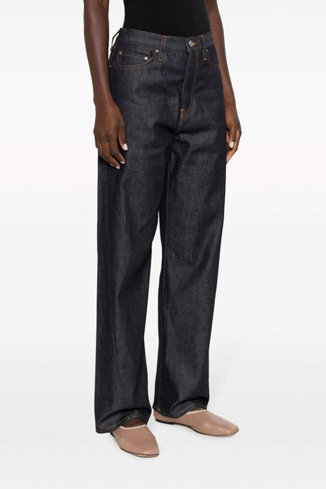 TOTEME 24 twisted seam dichotone raw denim jeans