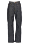 twisted seam dichotone raw denim jeans