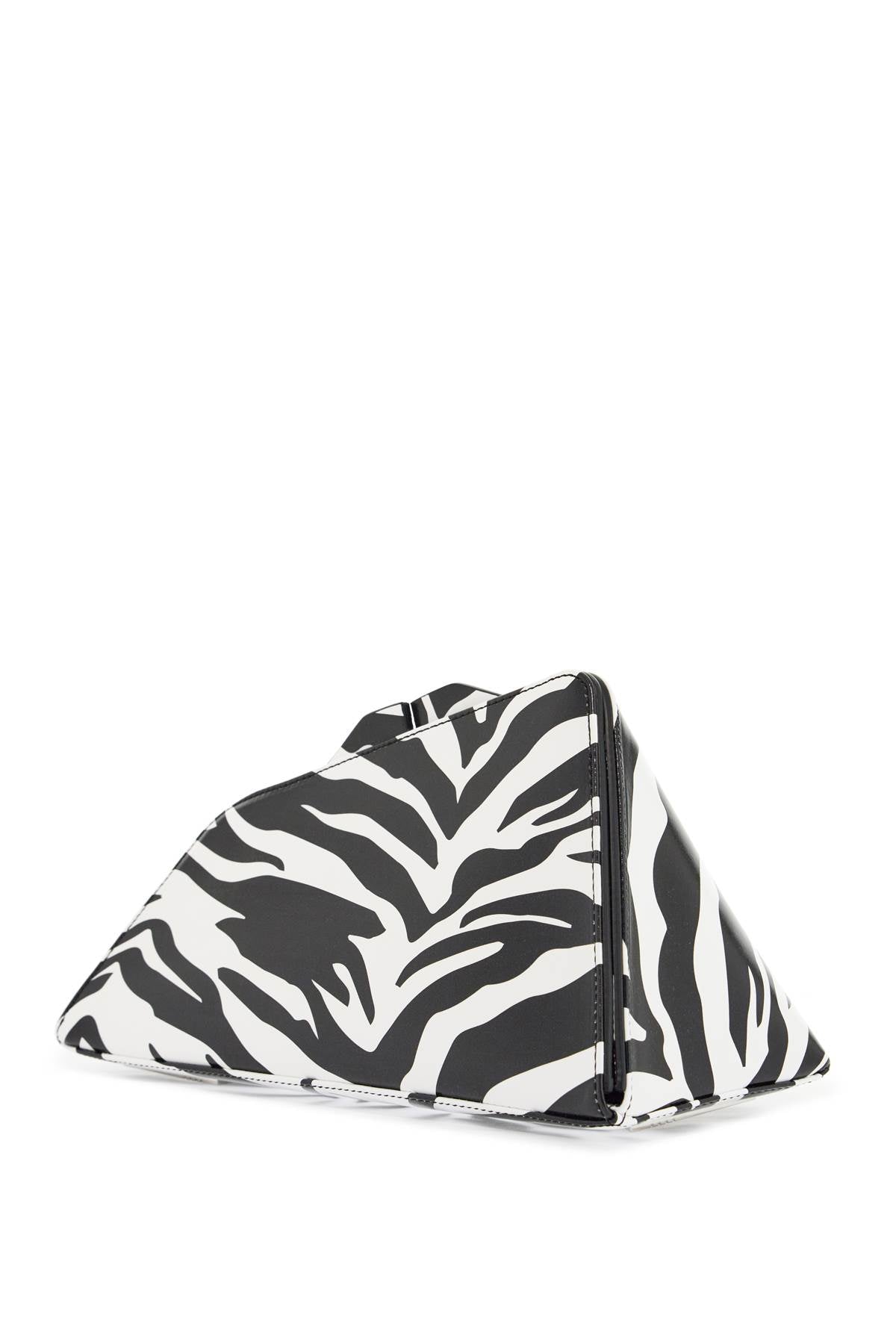 black and white zebra print calfskin clutch with zip