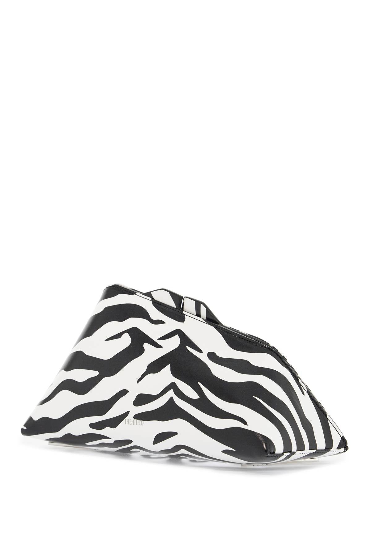 black and white zebra print calfskin clutch with zip