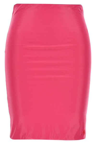 wet effect lycra mini skirt