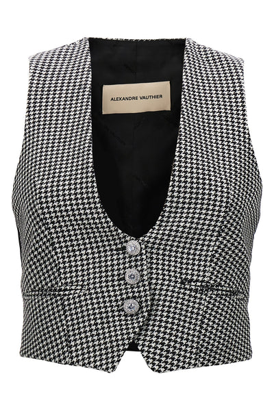 houndstooth wool blend waistcoat