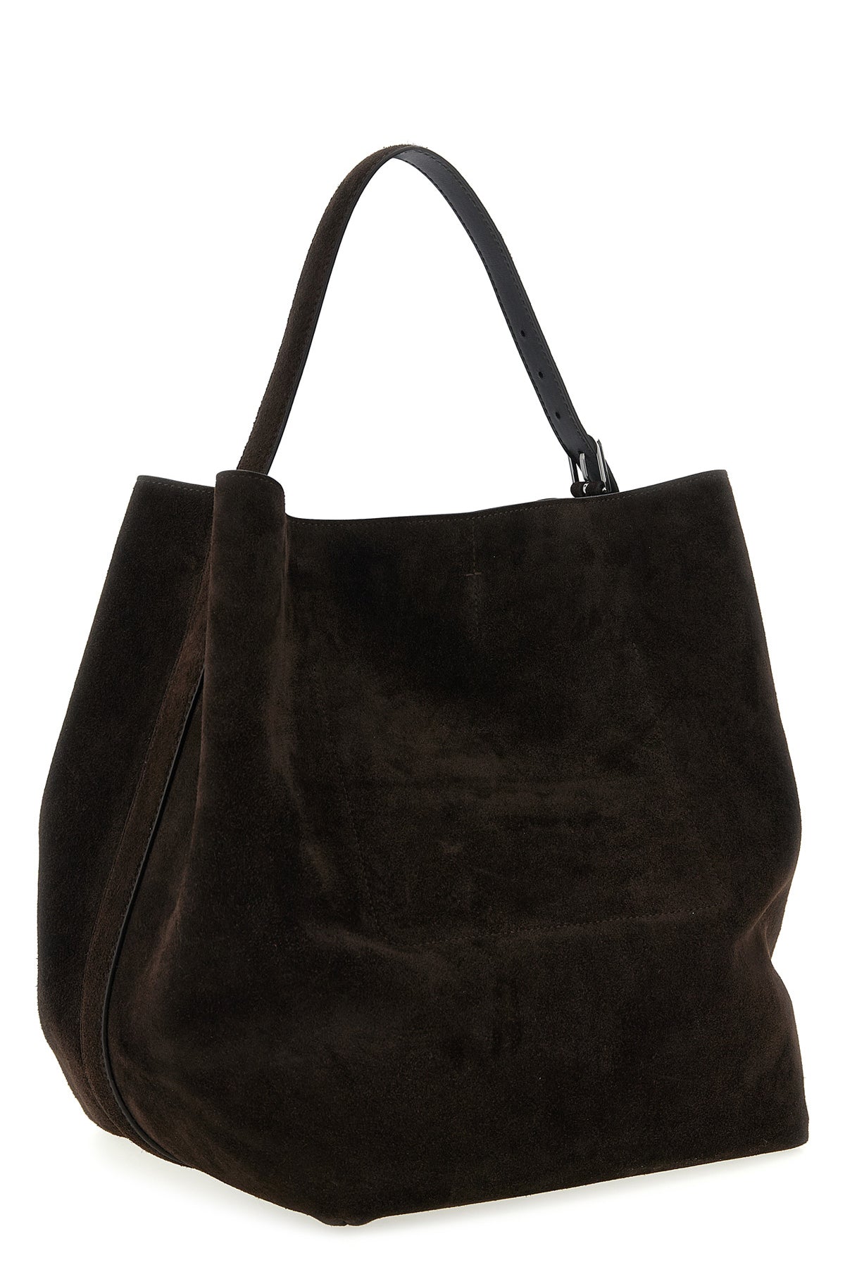 belted tote suede shoulder bag