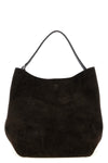 belted tote suede shoulder bag