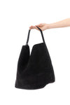 belted tote suede shoulder bag