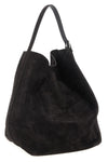 belted tote suede shoulder bag