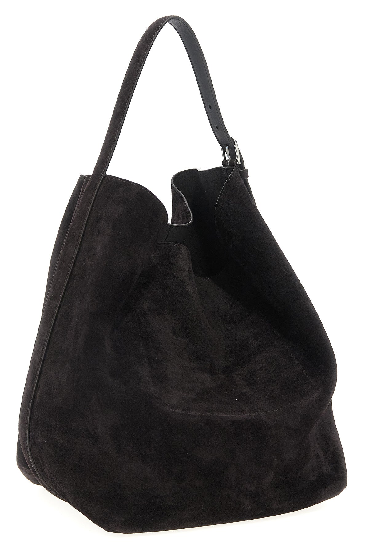 belted tote suede shoulder bag