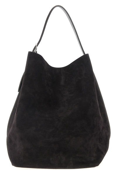 belted tote suede shoulder bag