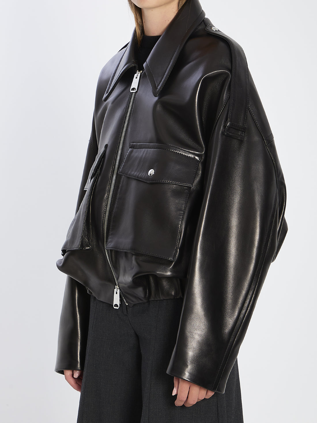 KHAITE XS bomber owey in leather
