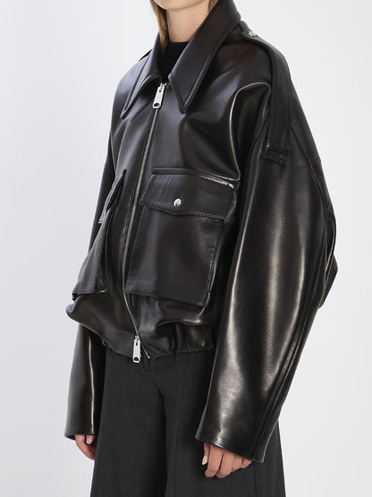 KHAITE XS bomber owey in leather