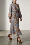 long awaken floral print linen dress