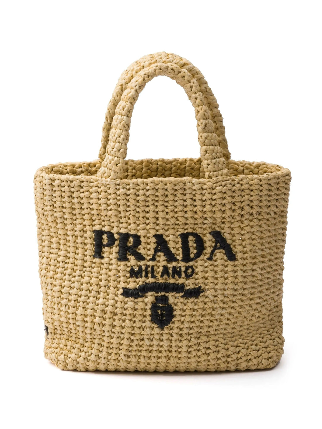 Small Logo Black Raffia Tote