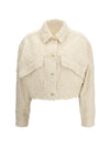 fuzzy dyed denim outerwear jacket with monili